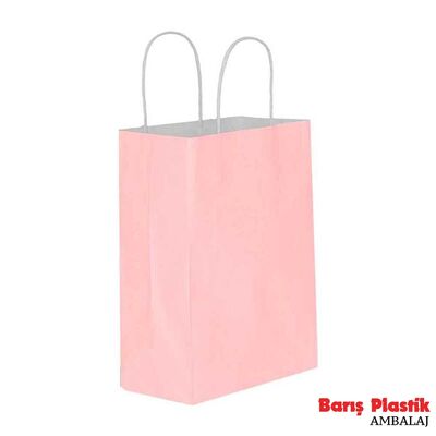 Kağıt Çanta Mini Boy 15x 8 x 20 Cm Pembe 25'li - 1